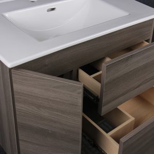 Bologna 30inch Wall Hung Vanity Wooden Grey Inside View