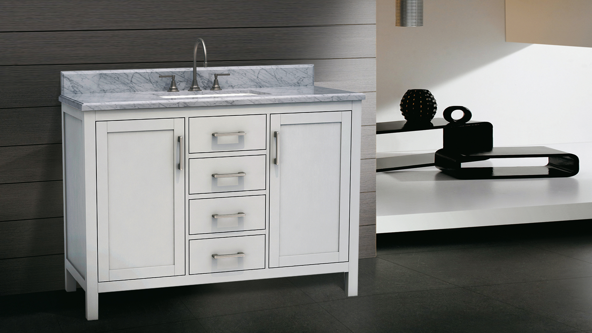 Dolphin Home Decor Your Expert In The Bathroom Dolphin Homeware Collection Torino 48inch Vanity White Front View