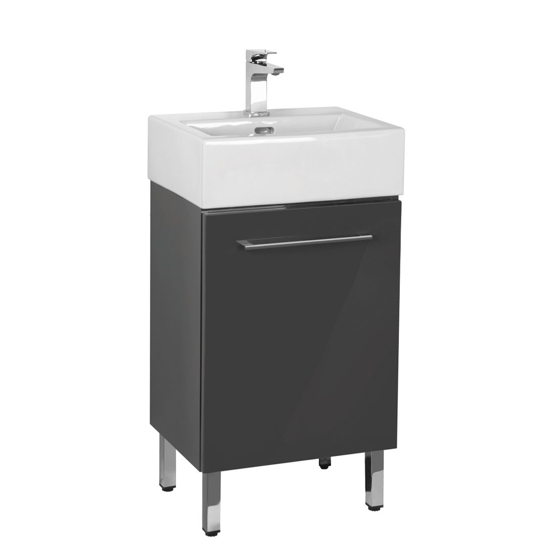 Florence 18inch Vanity Glossy Grey Front View