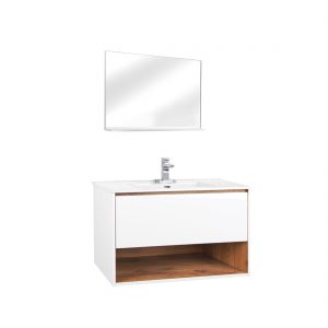 Milan 30inch Wall Hung Vanity Glossy White Front View
