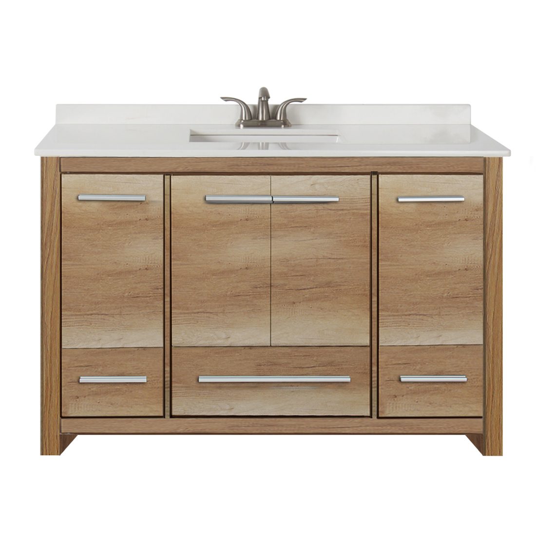Romali 48inch Vanity With Artificial Marble Top Natural Wood Front View