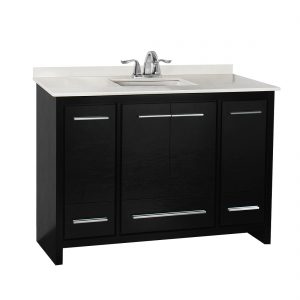 Romali 48inch Vanity With Artificial Marble Top Wooden Black Front View