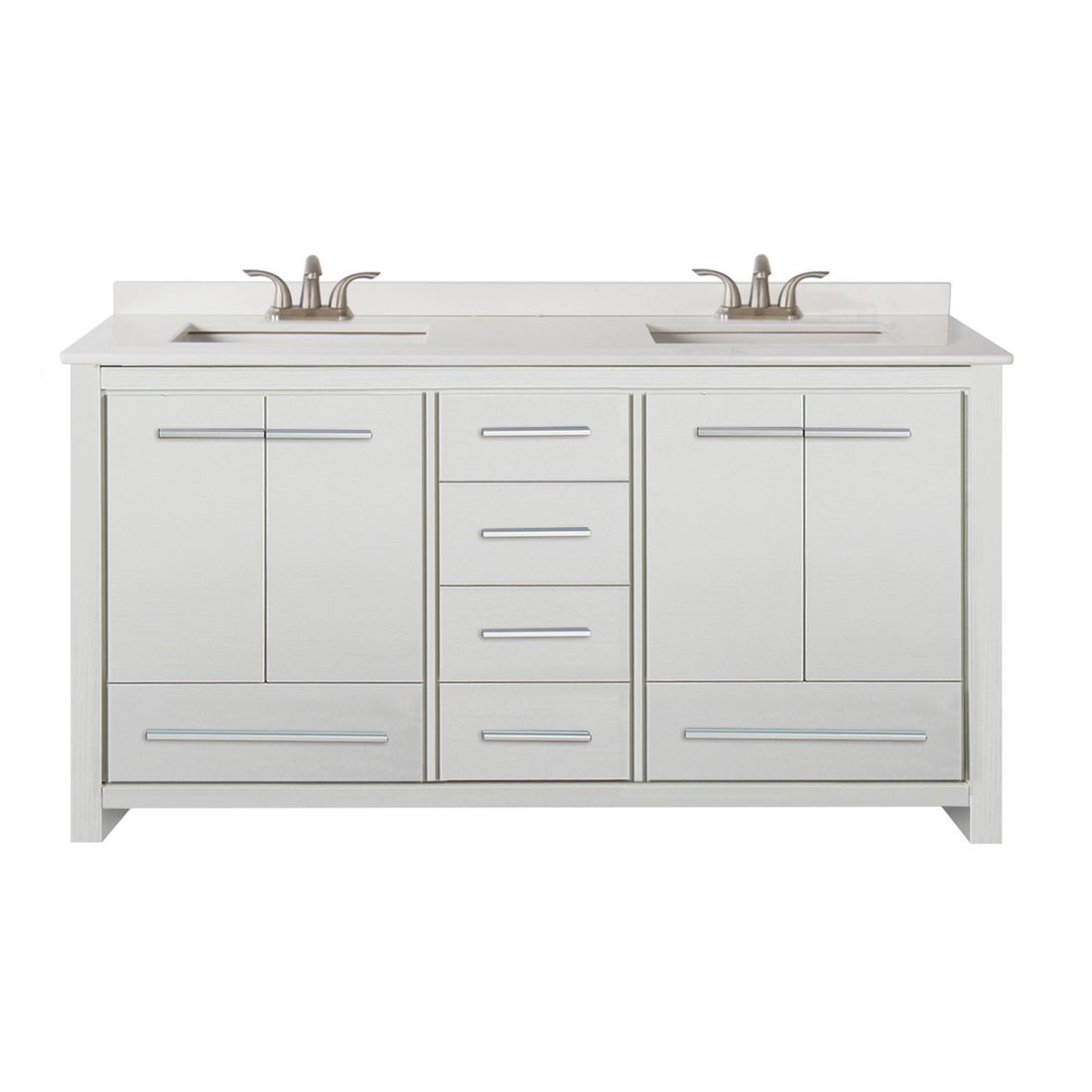 Romali 60inch Vanity With Artificial Marble Top Wooden White Front View