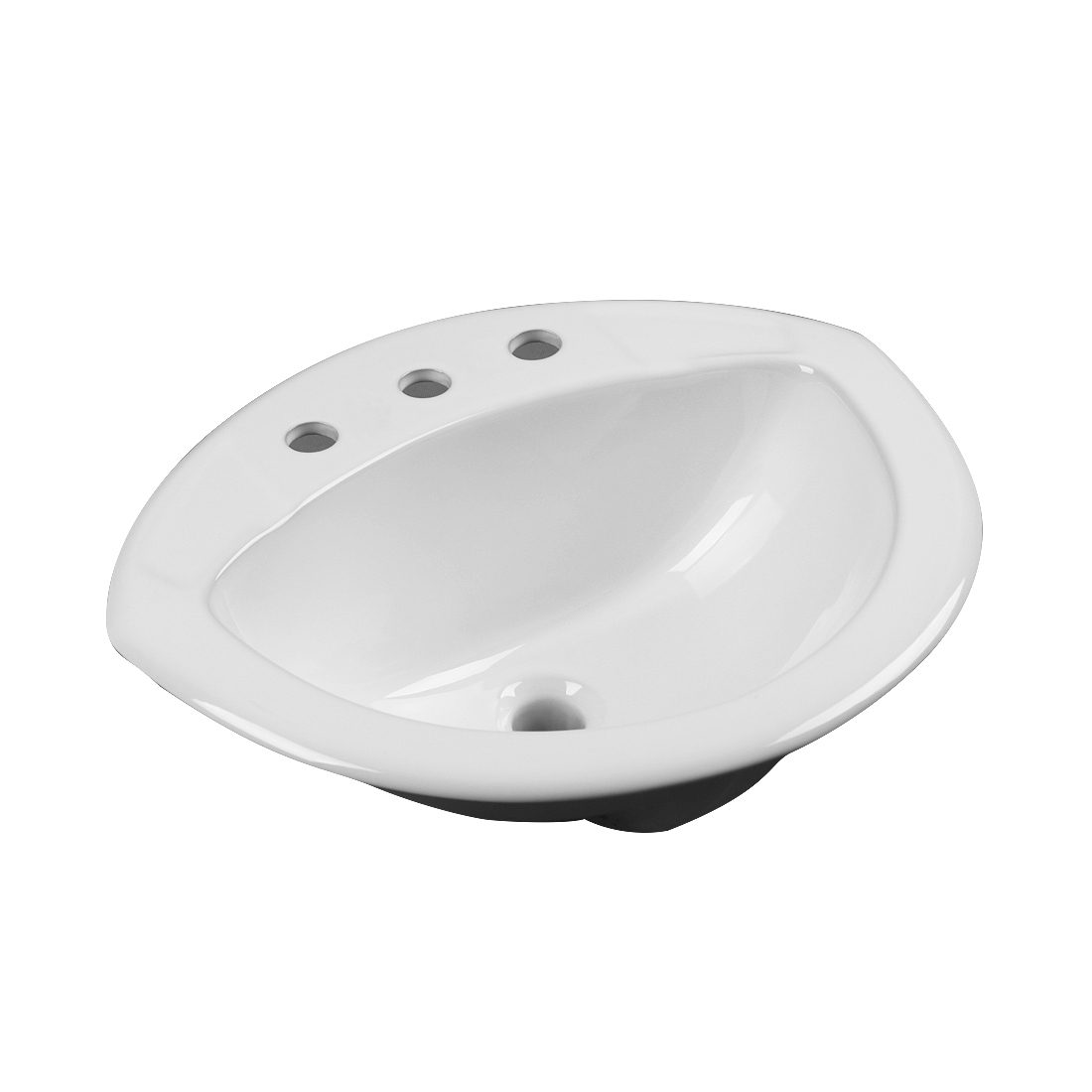 Tampa Lavatory 3Hole 8inch White Front View