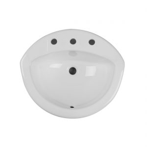 Tampa Lavatory 3Hole 8inch White Up View