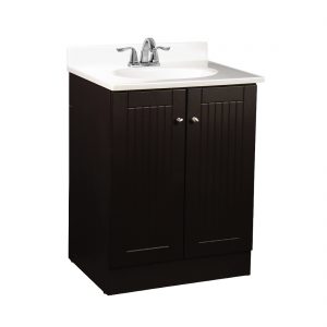Tivoli 25inch Vanity With Poly Marble Basin Chocolate Front View