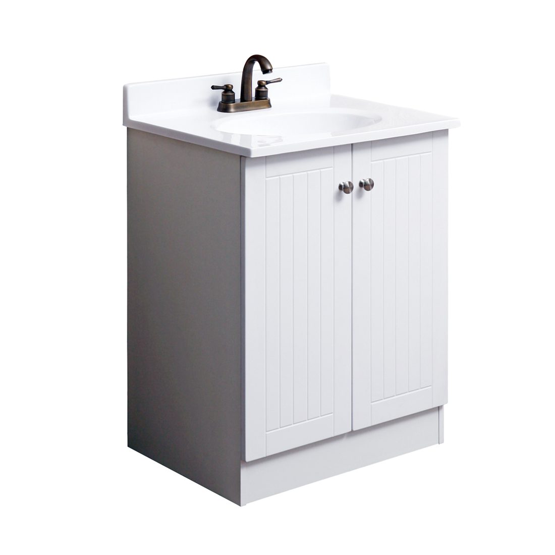 Tivoli 25inch Vanity With Poly Marble Basin White Front View