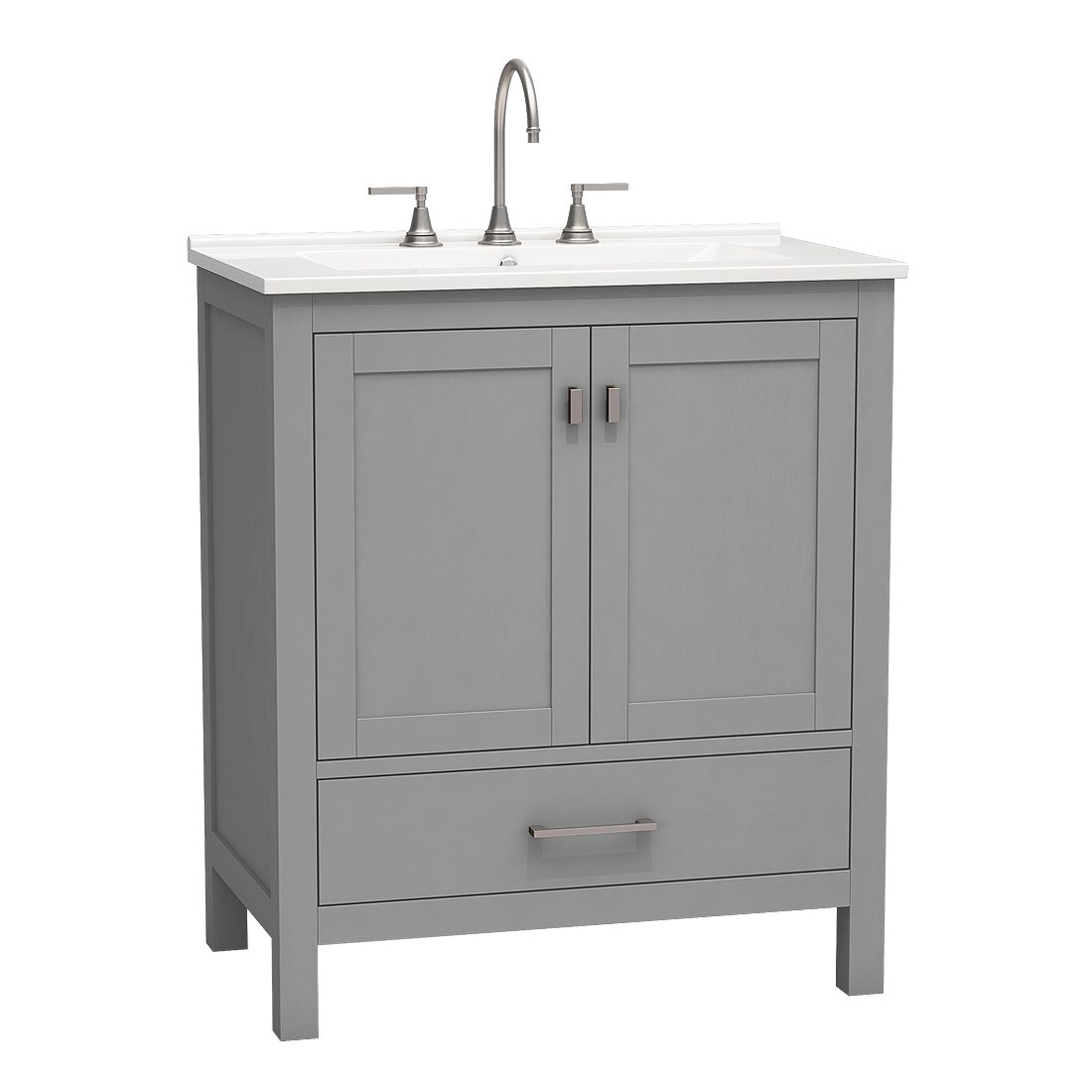 Torino 30inch Vanity Bottom Drawer Grey Front View