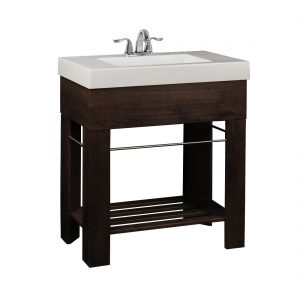 Visby 30inch Vanity Long Hole Walnut Brown Front View
