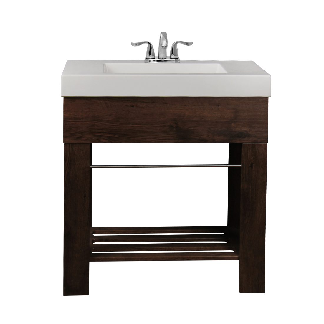 Visby 30inch Vanity Long Hole Walnut Brown Inside View